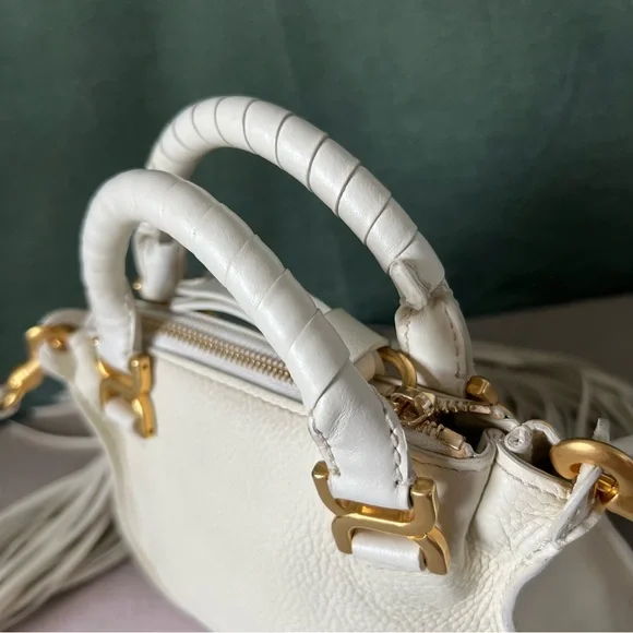PERFECT FOR RODEO 🤠 Chloe Ivory Leather Fringe Mini Marcie Bag - Special Edition - Picture 11 of 16